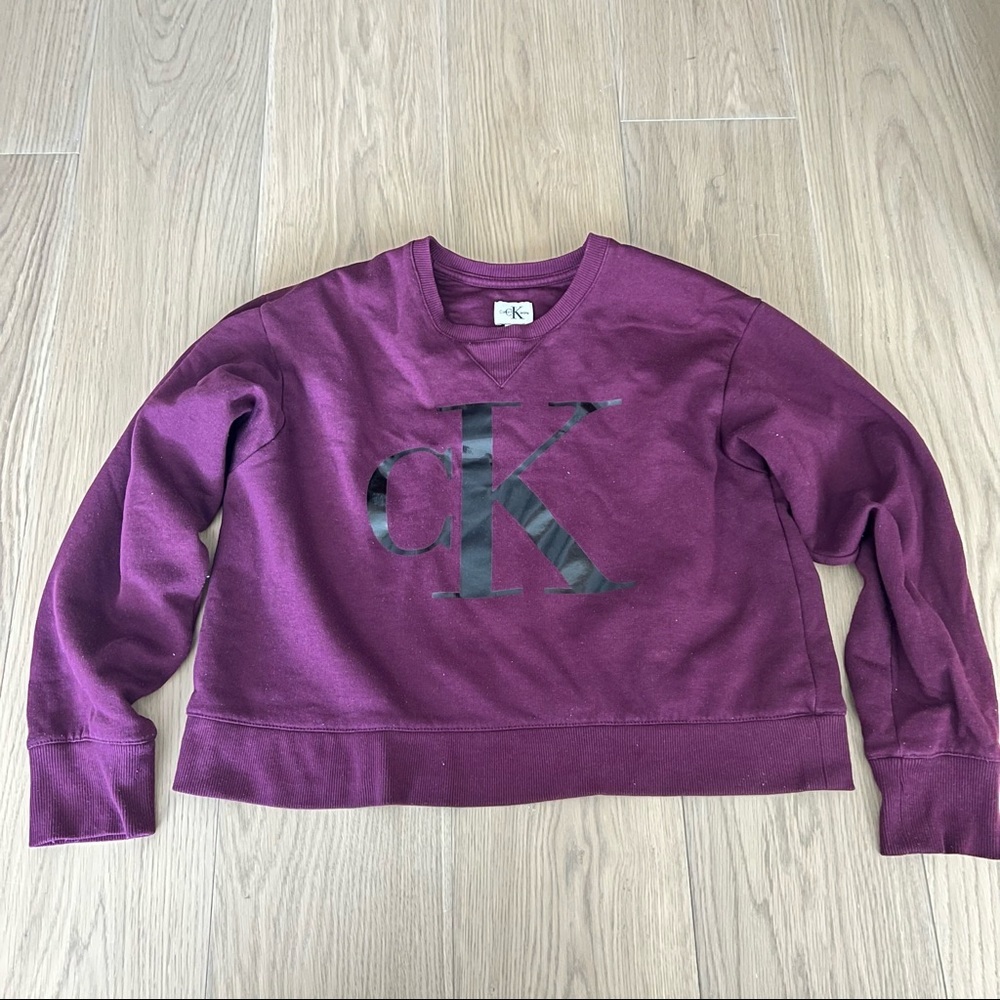 Calvin Klein jeans womens plum purple sweatshirt size XS comfy loungewear